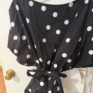 Polka Dot Women's Blouse - Black and White